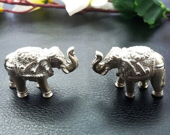 Solid Silver Elephant Statue, Silver Elephant Trunk Up, Elephant