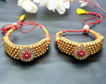 Bhajuband, Vanki, bracciale CZ, bracciale indiano tradizionale, Rajasthani Bajuband placcato in oro, Vanki antico, gioielli da sposa indiani