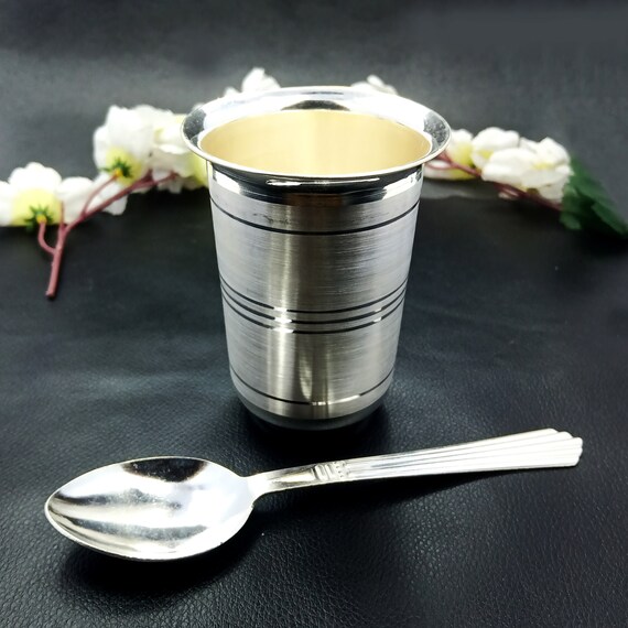 97 Solid Silver Water Milk Glass Silver Tumbler With Silver