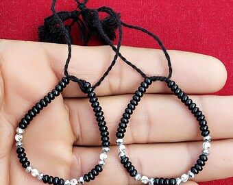 Baby Protection Bracelet Pair Swarovski Crystal Stones Black/white Faceted Bead ADJUSTABLE Bracelets Gift for Mom/Girl/Boy/Child/Baby Shower