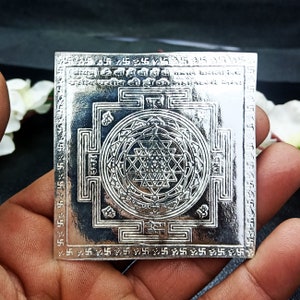 Sterling Silver Shri Yantram Holy Divine Yantram for Wealth and Prosperity, Silver Pooja Yantra, Sacred Geometry, Sri Yantra benefits