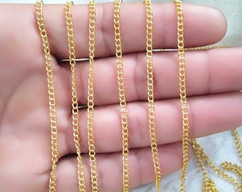 Minimalist Brass Chain, Hand-Crafted Brass Chain, Gold Plated Link Chain Necklace Jewelry, Artistic Chain, Chain for Pendant, Lobster Clasp