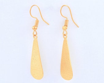 Vintage Inspired Brass Earrings, 18K Gold Plated Earrings, Brass Fashion Earring, Pear Drop Earrings, Drop Dangle Earrings