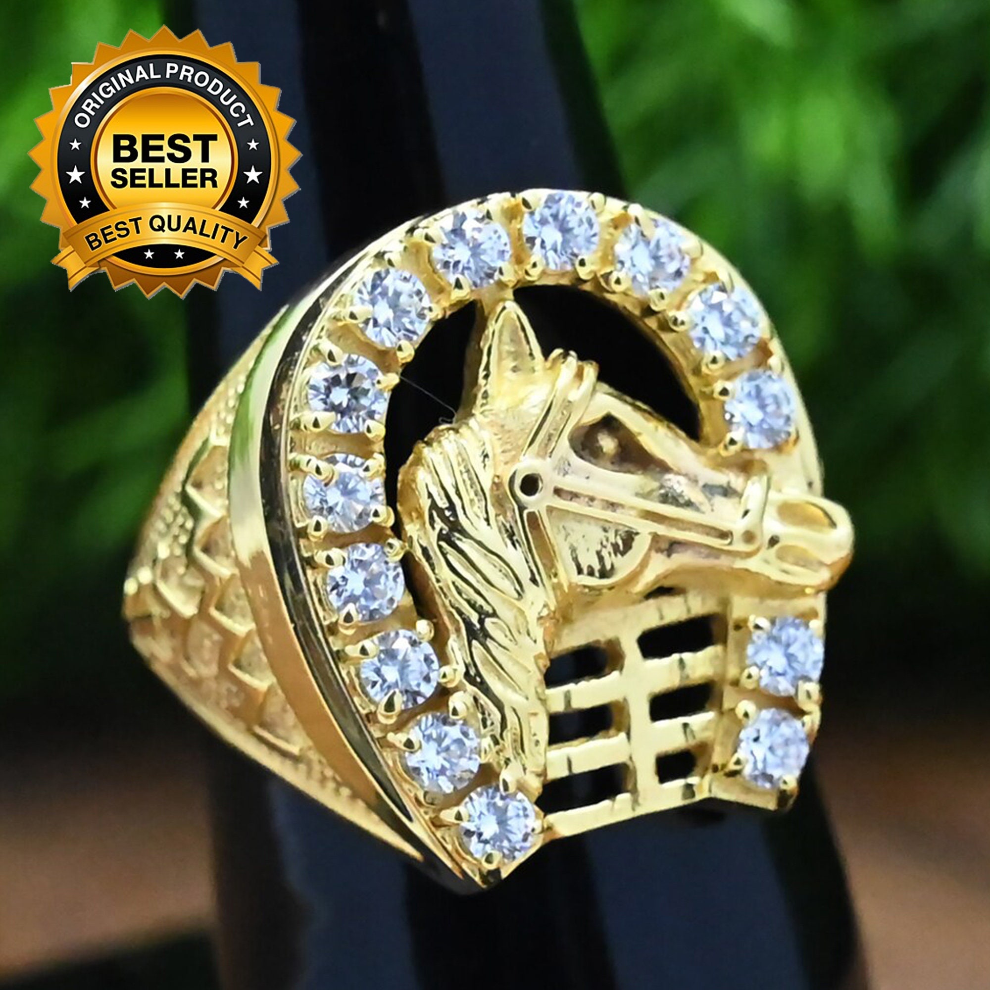 22kt yellow gold handmade ring coin ring with fabulous horse design  victorian ring band unisex jewelry from rajasthan india GR004 | TRIBAL  ORNAMENTS