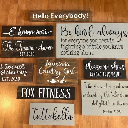 Custom Wood Sign Customizable Wood Sign Vinyl Decal Home Etsy