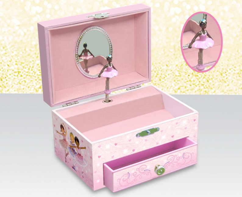 Personalized Musical Jewelry Box, African American Ballerina, Gift for