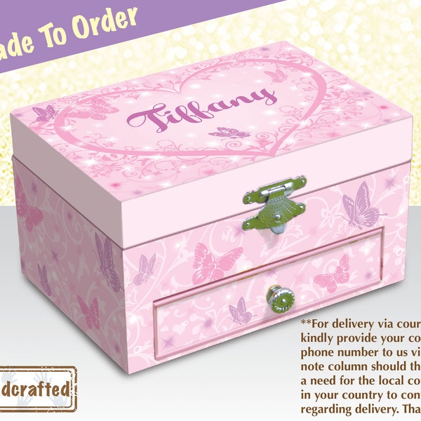 Personalized Musical Jewelry Box,Ballerina Musical Box,Gift for Girl,Nursery Decor,Personalised Music Box,Jewelry organizer box