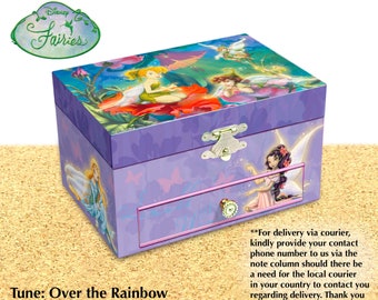 Caja de joyería musical - Disney Tinkerbell, Caja de joyería musical vintage, Caja de joyería musical, Caja de joyería musical para niñas, Caja musical