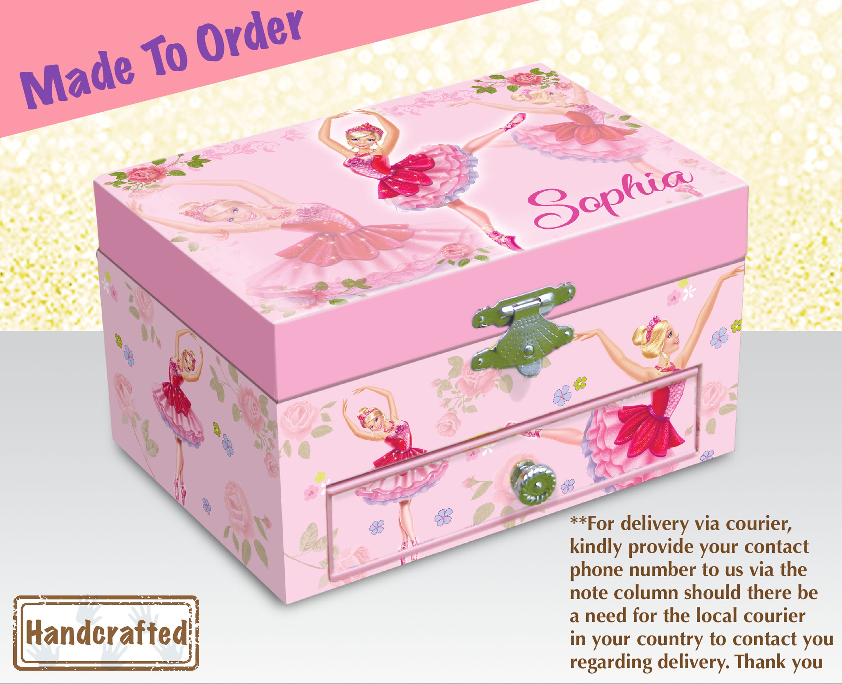 Personalized Musical Jewelry Box, Ballerina Musical Box, Gift for Girl