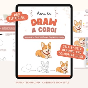 How to Draw and Colour a Corgi in Procreate | Step-by-Step Drawing & Colouring Tutorial | Digital PDF for Beginners