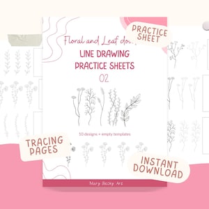 Hojas de práctica de dibujo de flores y hojas (PDF, set 02): 10 diseños sencillos, práctica de dibujo divertida para principiantes