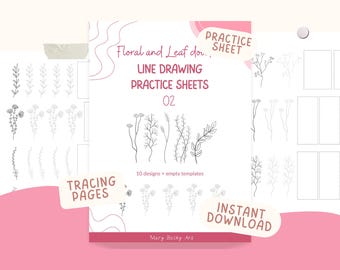 Flower and Leaf Doodle Practice Sheets PDF, Set 02, – 10 Simple Designs, Fun Drawing Practice for Beginners