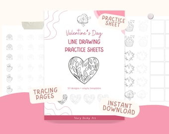 Valentine’s Day Doodle Drawing Worksheets PDF – 10 Simple Designs, Fun Drawing Practice for Beginners