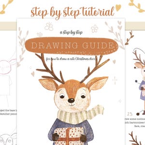 Comment dessiner et colorier un cerf de Noël, style livre pour enfants, guide de dessin étape par étape, procréation, avec didacticiel vidéo, pdf