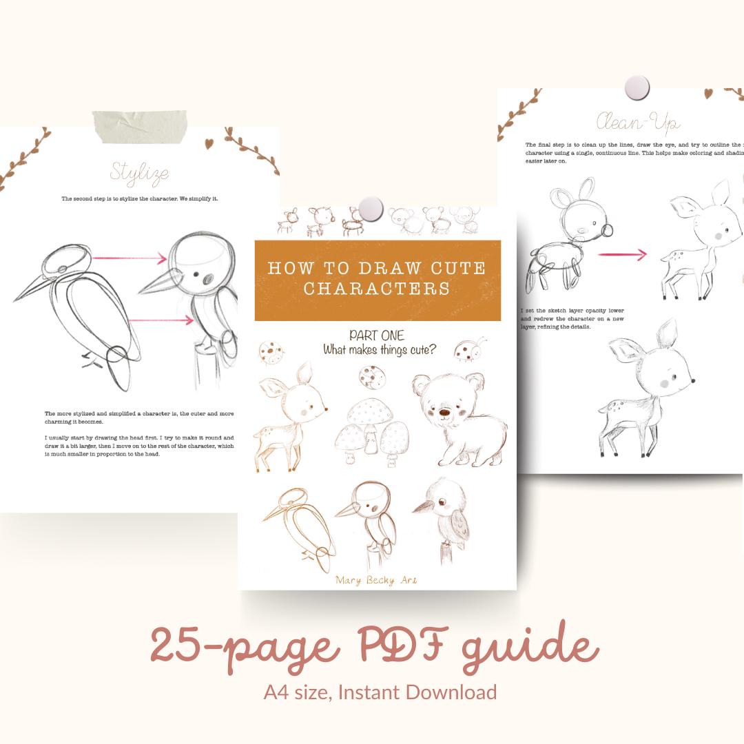 How to Draw Cute Characters | Step-by-step Procreate Tutorial | Easy ...