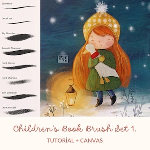 Procreate-penselenset kinderboeken, papieren canvas, instructievideo (digitale download)