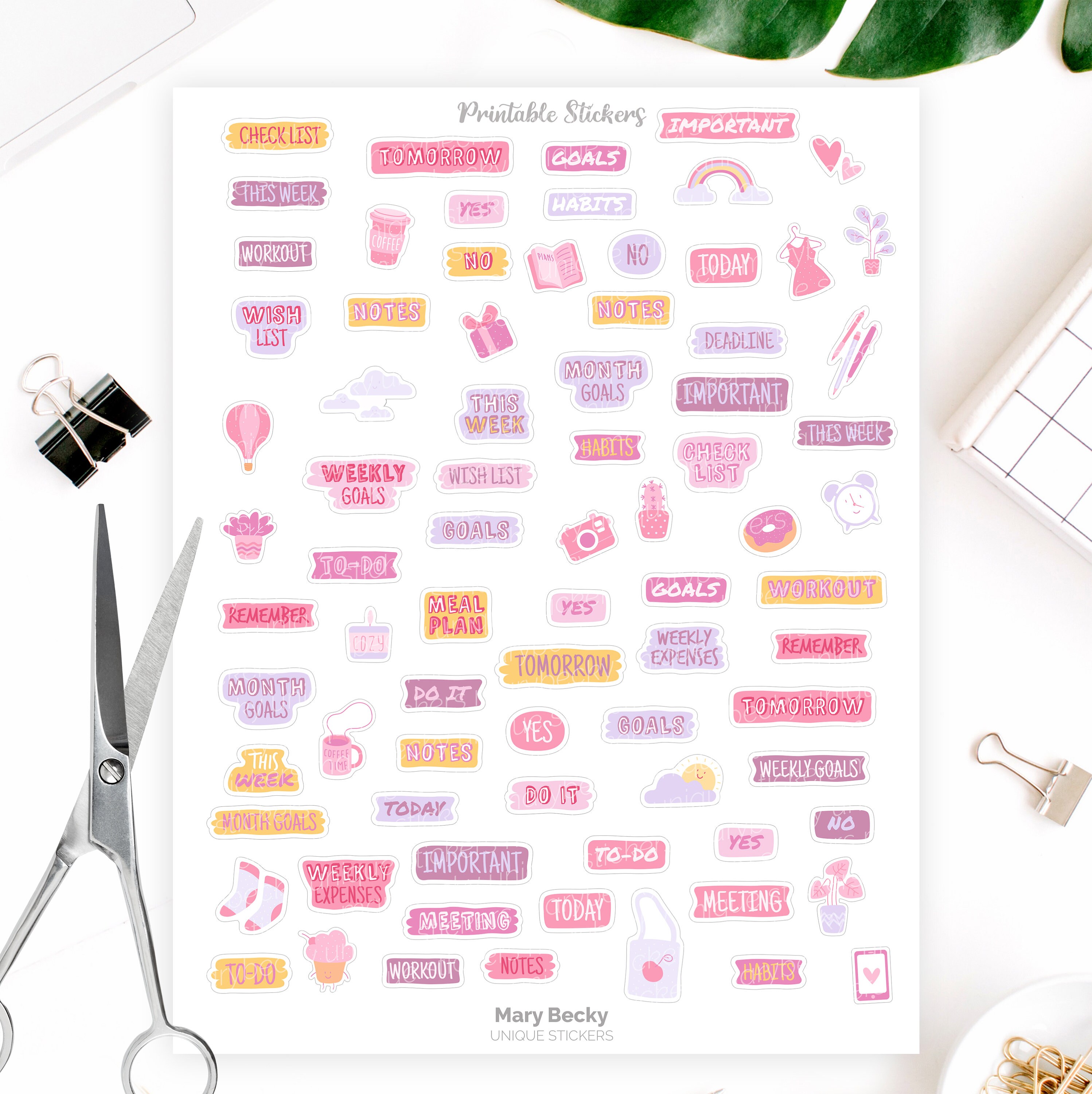 pastel everyday printable planner stickers happy planner etsy