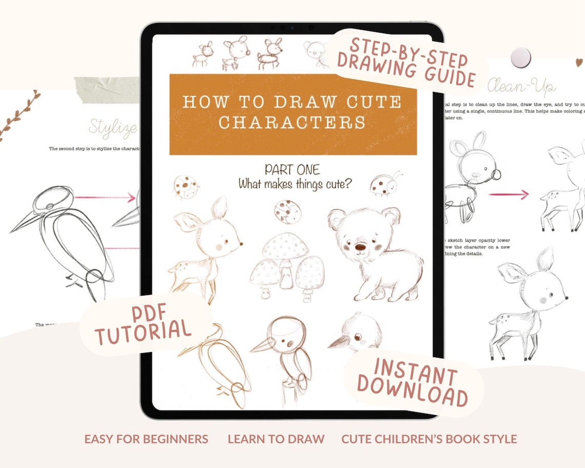 How to Draw Cute Characters | Step-by-step Procreate Tutorial | Easy ...