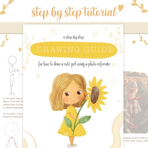 Comment dessiner et colorier une fille à partir d'une image de référence, style livre pour enfants, guide de dessin étape par étape, procréation, avec didacticiel vidéo, pdf