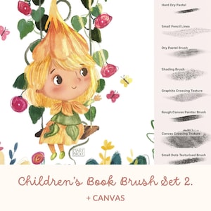 Procreate Children's Book Illustration Brush Set, Texture Brushes, Paper Canvas (Digital Download)