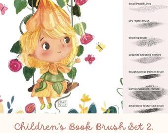 Procreate Children's Book Illustration Brush Set, Texture Brushes, Paper Canvas (Digital Download)