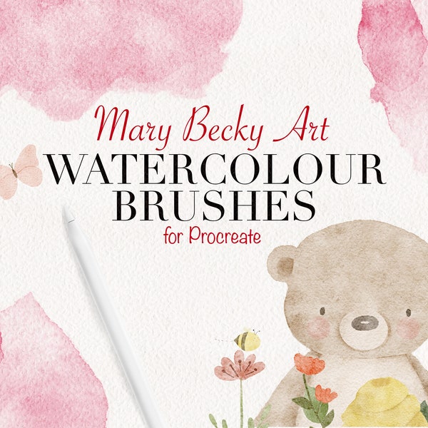Procreate Watercolor Brush Set for iPad, Watercolor Brush Pack, Procreate Brushes, Paper Canvas for Procreate, Tutorial Video, iPad
