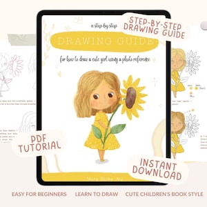 Guida al disegno per ragazze, stile libro per bambini, tutorial Procreate (PDF)