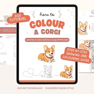 Hoe kleur je een Corgi in Procreate | Stapsgewijze teken- en kleurhandleiding | Digitale PDF voor beginners