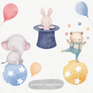 Watercolor Circus Clipart Set - Hand Painted Cute Woodland Animals ...
