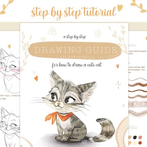 Comment dessiner et colorier un chat mignon, style livre pour enfants, guide de dessin étape par étape, procréation, avec didacticiel vidéo, pdf