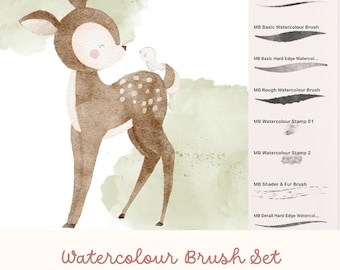 Procreate Watercolor Brush Set for iPad, Paper Canvas & Tutorial (Digital Download)