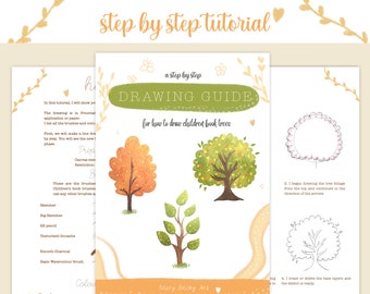 A Step by Step Drawing Guide for How To Draw and Colour Children Book Trees in Procreate, Procreate Tutorial, Ipad tutorial, pdf format
