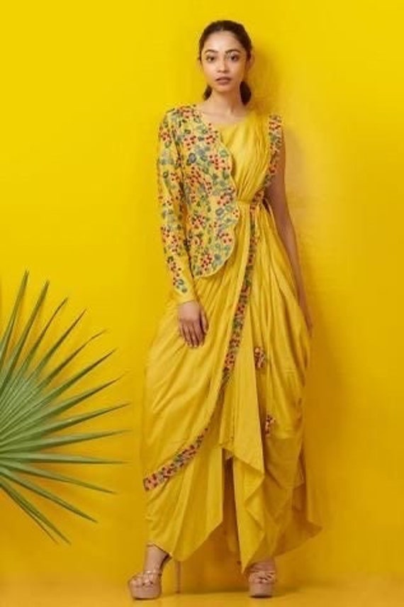 Indo western dress for haldi deals