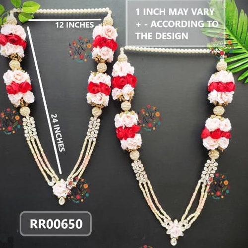 Pack of 2 Artificial Indian Wedding Varmala, Bride and Groom Mala