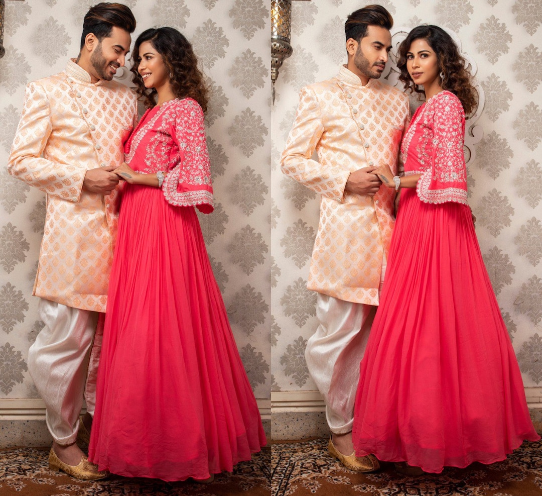 Buy Couple Matching Bridal Anarkali Groom Sherwani Bride Groom