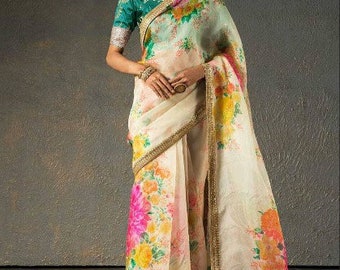 Sabhyasachi sari Wedding Saree Organza Silk Saree Bollywood Saree Organza Saree  Designer Saree For Women Indian Party Wear Indian Saree