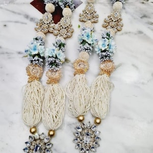 2er Pack Künstliche Hochzeit Varmala, Braut und Bräutigam Mala, Hochzeitszeremonie Girlanden, Indische Hochzeit, Mala, Pooja Mala
