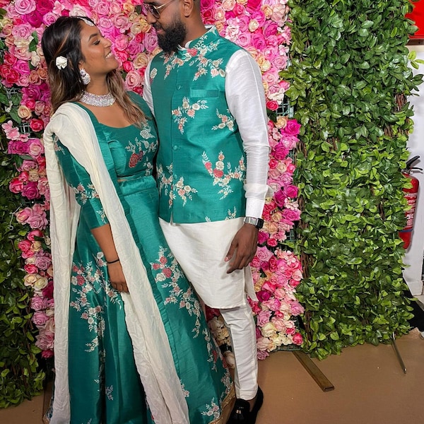 Couple matching set/couple wedding outfits/ clothes for couple Indian designer family outfits lehenga choli wedding dress