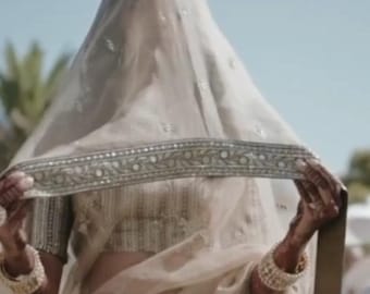 Velo de novia: Dupatta nupcial, elección de color, bordado personalizado