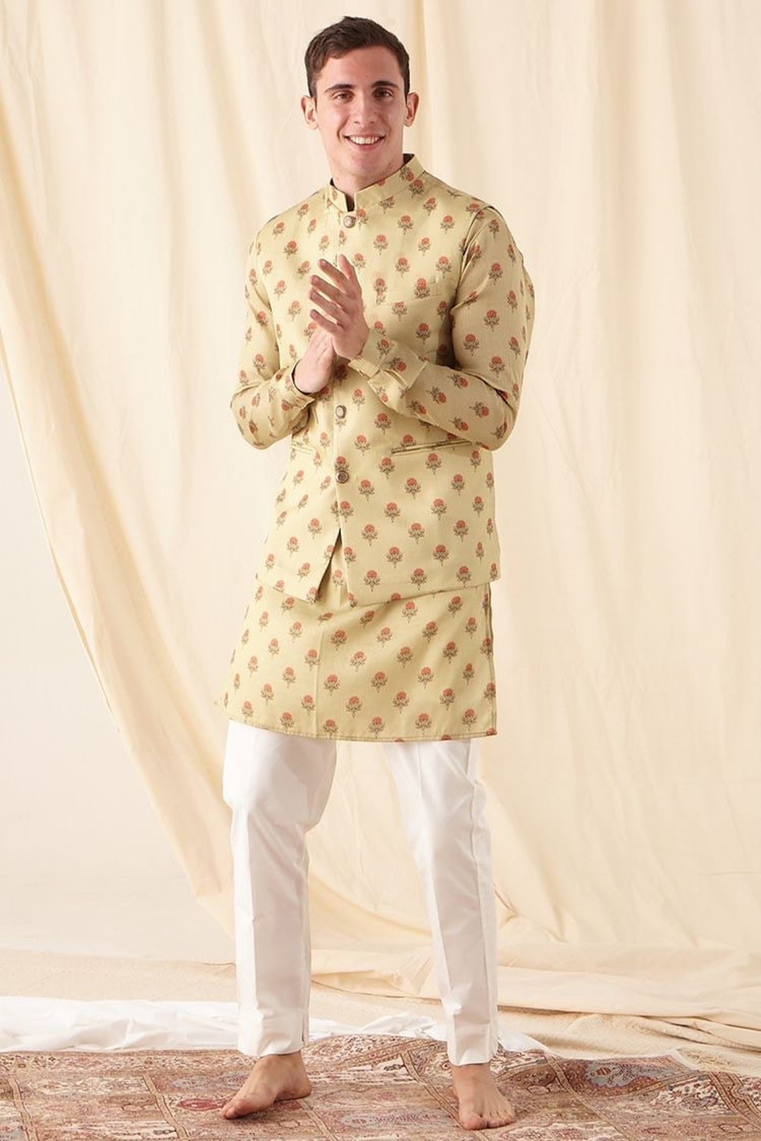 Printed Kurta Pajama Kurta Pajama Bundi Groomsmen Kurta Pajama - Etsy