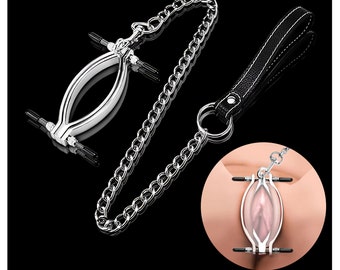 Adjustable Labia Clip with leash Mature BDSM Fetish Clitoris Clamp Teasing Gspot