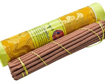 Tibetan Zambala Natural Incense ~ 8" long 25 pcs thick sticks in gift box ~Spiritual & Medicinal uses ~Handroll by Tibetan Refugees in Nepal