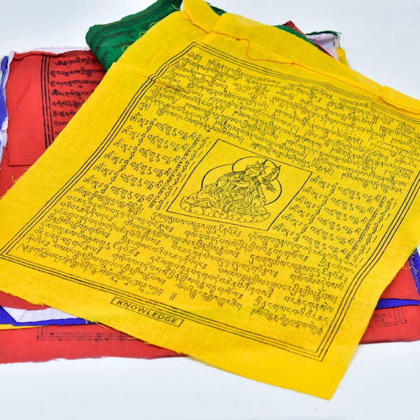 Tibetan Prayer Flags~ Set of 10 pcs, Each Flag 11"x14.5" indoor/outdoor use ~ Mantra printed, Himalayan Wind Horse Lungta ~Handmade in Nepal