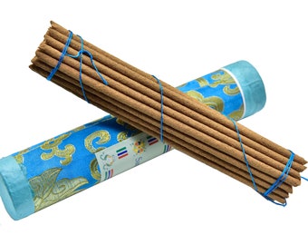 Sandalwood Natural Incense ~ 8" long 25 pcs thick sticks in gift box ~Spiritual & Medicinal uses ~Handroll by Tibetan Refugees in Nepal
