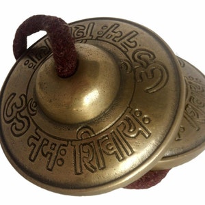 Hand Tuned to Key of Om 3 Inch- Tingsha Tibetan Bell (Chimes) -Handmade in Nepal-Best for Meditation, yoga, Chakra Healing-Tuned chimes