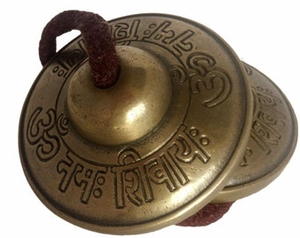 Hand Tuned to Key of Om 3 Inch- Tingsha Tibetan Bell (Chimes) -Handmade in Nepal-Best for Meditation, yoga, Chakra Healing-Tuned chimes