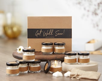 Get Well Soon Candle Gift Set. 9 Floral Scented Soy Wax Candles with 5 wax melts. Personalised Gift, Get Well Gift, Sympathy Present