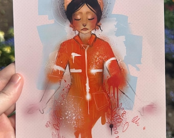 Portal Chell Fursona Postcard Art Print