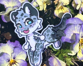 Snow Leopard Taur Laminated Sticker