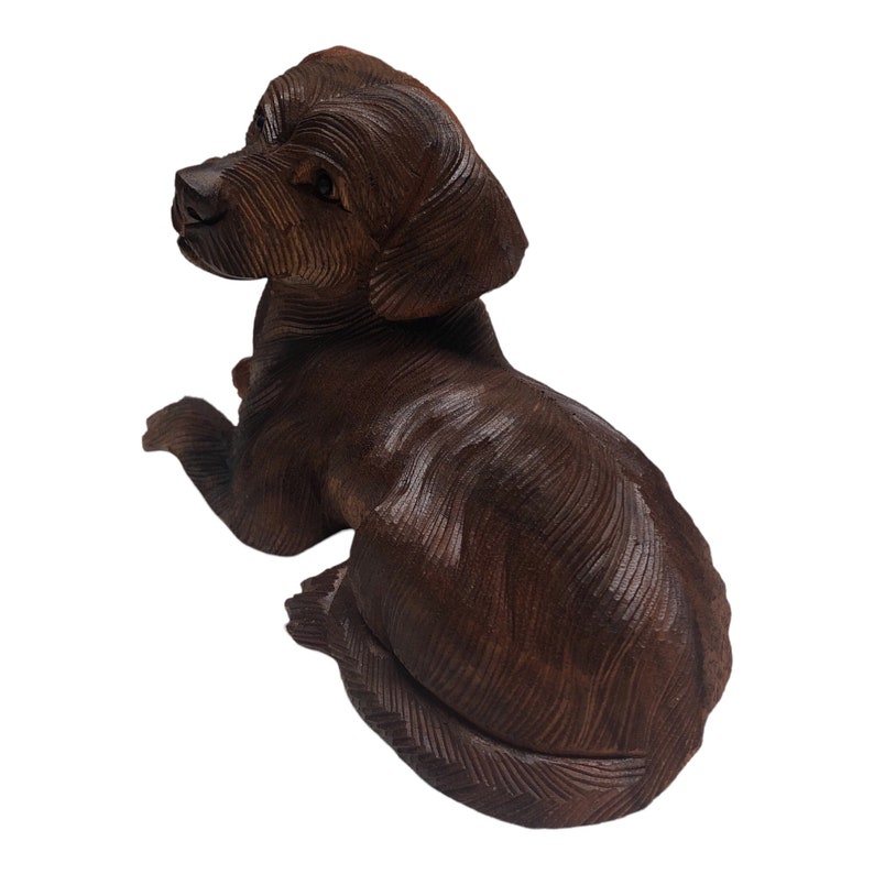 Wood Carved Animal Sculpture Dog Statue Wooden Nature Home - Etsy